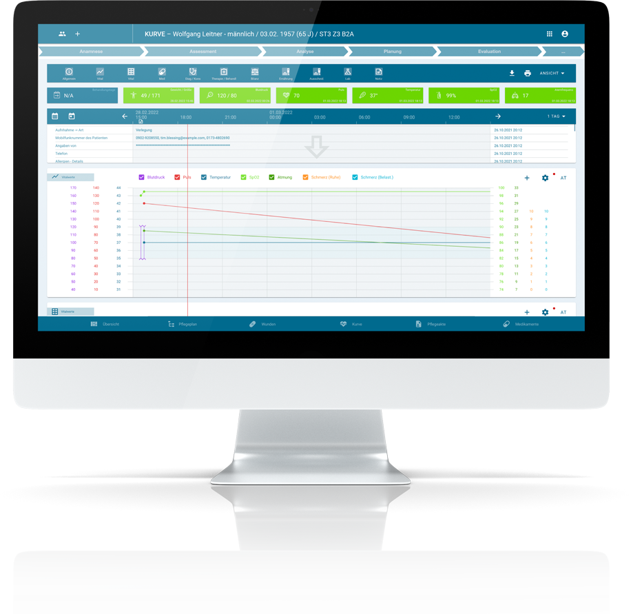 carIT eKurve Pflegesoftware Behandlungsoftware